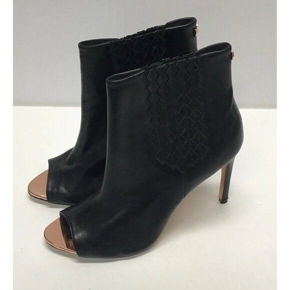 Ted Baker Women's 40.5 Larizen Peep Toe Ankle Bootie Black Boots US 10 - Picture 1 of 11